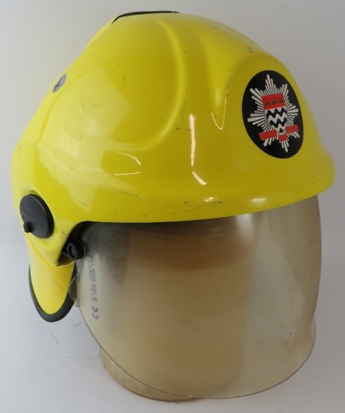 A 2010 British London Fire Brigade Cromwell integrated system fire helmet
