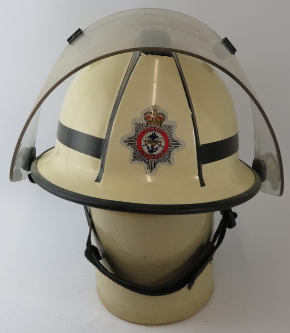 A 1970s British white Cromwell F500s fire helmet with visor, badged Defence Fire Service - Image 2 of 4