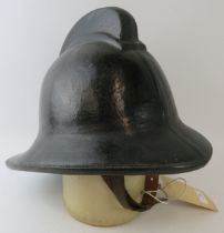 A 1970s British black cork fire helmet (unbadged)