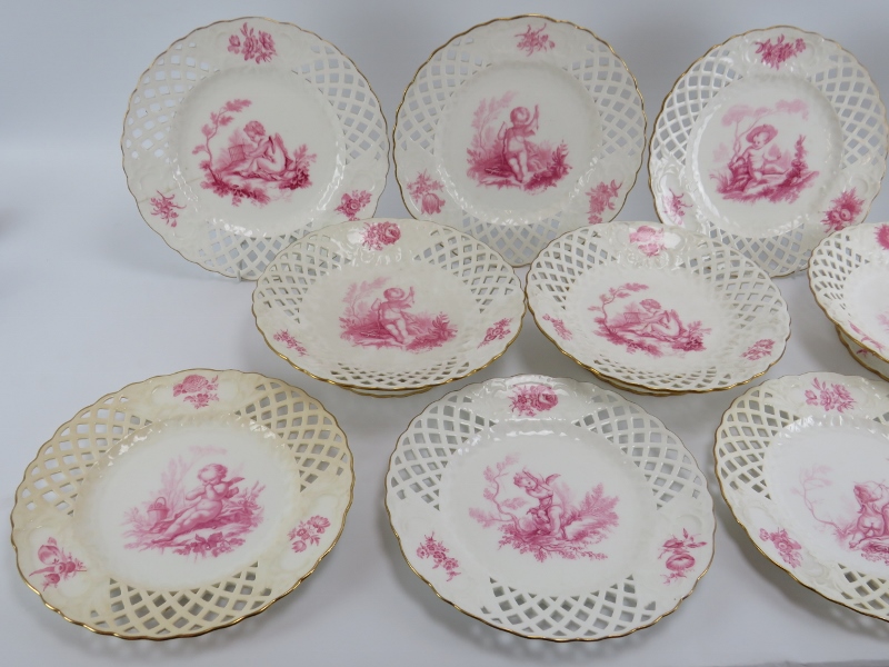A group of Minton porcelain dinner plates and comports. Comprising nine plates, four comports and - Image 2 of 10