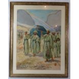 Evelyn Stuart Hardy (1866-1935) - A framed & glazed watercolour, 'Religious figures in robes',