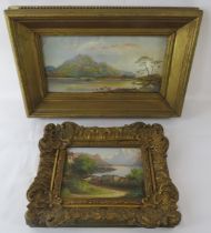 G Bahler (20th century) - An oil on board, 'Lake mountain scene', signed lower left, 9cm x 13cm (3