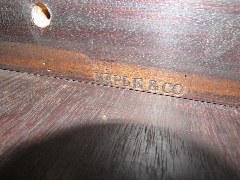 A 19th century mahogany centre table stamped ‘Maple & Co’, the top with inset green leather and gilt - Image 4 of 4