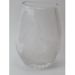 A Mary Stevens for Stuart crystal glass vase engraved depicting Hephaestus the Greek God of Fire,