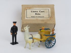 A Taylor and Barrett ‘Llama Cart Ride’ zoo series cold painted lead figures, circa 1930s/40s.