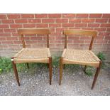 A pair of mid-century Danish teak side chairs by Arne Hovmand Olsen for Mogens Kold, the braided