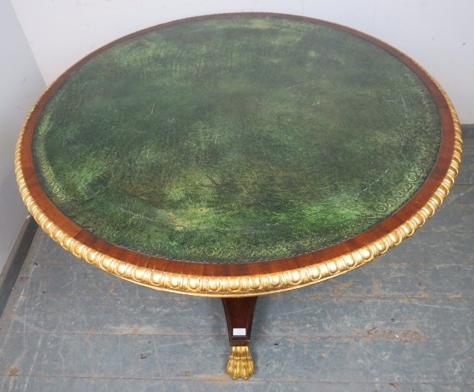 A 19th century mahogany centre table stamped ‘Maple & Co’, the top with inset green leather and gilt - Image 2 of 4