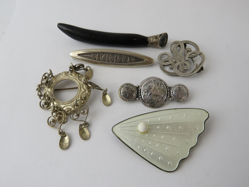 Six mixed silver brooches including a Norwegian enamelled butterfly wing marked CND, a Kelt - Image 2 of 3