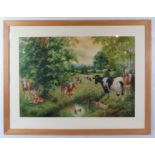 Clifford S Perry - A framed & glazed watercolour, 'Country scene with cattle by a duck pond', signed