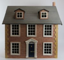 Toys and Models: A vintage Georgian style doll house. Box of furnishings included (See additional