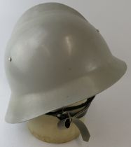 A 1980s Polish Bierun Stary Fire Brigade grey ABS fire helmet