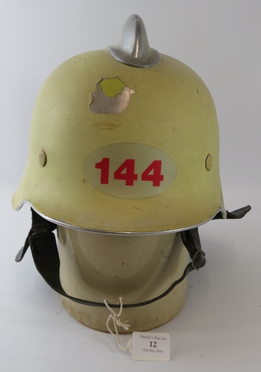 A 1980s West German Berlin (144) Fire Service helmet - Image 2 of 3