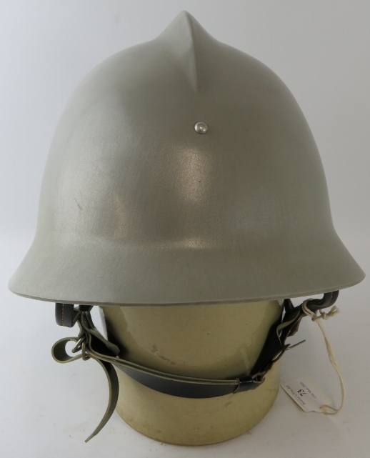 A 1980s Polish Bierun Stary Fire Brigade grey ABS fire helmet - Image 2 of 3