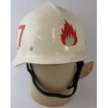 A 1970s Swedish Brissman Halmstad white fibreglass fire helmet
