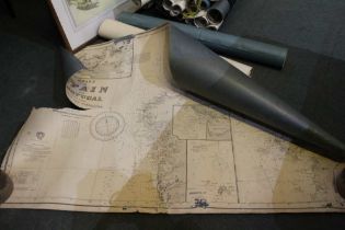 A good collection of Admiralty/Naval sea charts mainly UK and EU waters ( rolled )
