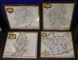 A set of four Robert Morden County maps. Hand coloured and engraved