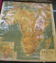 A rolling wall map, "Africa", constructed by Philips a comparative series of large school maps