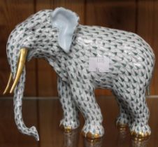 A "Herend" ceramic elephant, painted and gilded, 15cm high