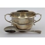 J.B. Chatterley and Sons Ltd, a two handled silver porringer of Georgian design, with spoon, Birming