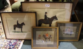 Mabel Augusta Kingwell (1890-1924) - Mounted Hunting Figures, another in side saddle habit on foot &