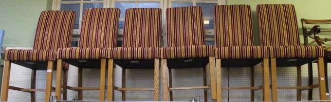A set of six dining chairs upholstered in Mark Webster Lynx, the fabric is FR 17360 Shiraz