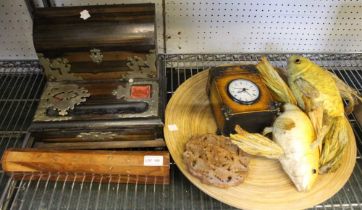 Coromandel stationary cabinet other woodenwares pair of decorative 'carp' etc