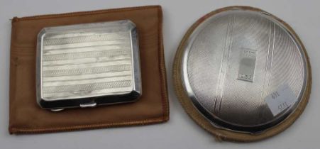 S.Blanckensee and Son, a circular silver powder compact, engine turned decoration, engraved "Kit 193