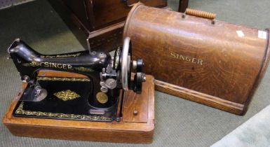 Wooden cased 'Singer' sewing machine