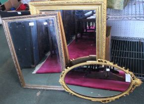 Three modern gilt framed wall mirror