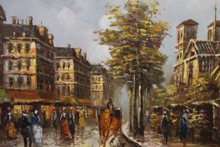 Val Tori, Parisian street scene, oil on canvas, framed