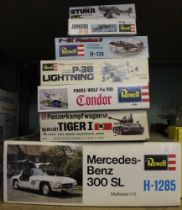 Seven boxed unused model kits mainly 'Revell' aircraft