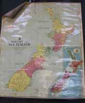 A rolling wall map, "Dominion of New Zealand", constructed by W & A.K. Johnston Ltd, Geographers,