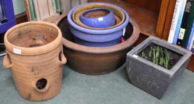 Garden planters and a strawberry pot