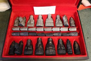 Cased 'Paget' Isle of Lewis chess set