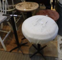 Four metal framed factory stools