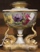 FLIGHT BARR & BARR (1813-1840) A WORCESTER PORCELAIN NEO ROCOCO VASE, the bowl with beaded rim and h