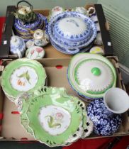 A part Victorian hand painted dessert set, floral painted and various ceramic wares