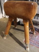 A Gymnatics vaulting horse, suede top