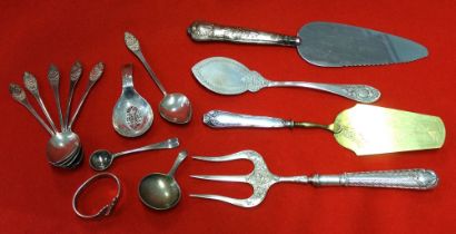 Georgian silver caddy spoons, etc