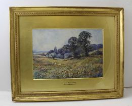 Emily Stannard (1875-1907) "In Sweet September" landscape with sheep, watercolour painting, signed,