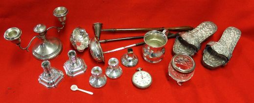 Silver candelabra, etc