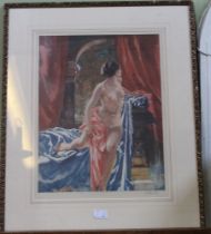 Sir William Russell Flint, Semi clad artists model, colour print, signed in pencil, copyright 1934 b