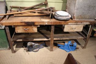 A large cast iron based work bench