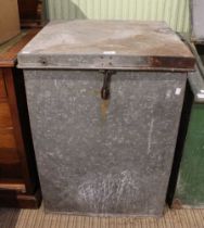 A vintage galvanised feed bin