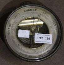 A possible 19th century brass wall hanging circular barometer