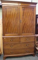Edwardian Linen Press with part fitted interior and 2 over 2 drawer base