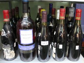 Twenty bottles mixed from a damp cellar missing labels 80/90s