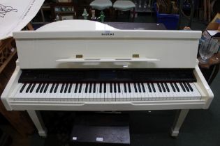 A white Suzuki mini-grande ensemble HG-450EX electronic piano