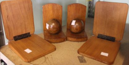 Two pairs of wooden book-ends