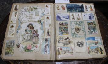 A large late Victorian scrap album mainly of French scraps and other loose to the rear